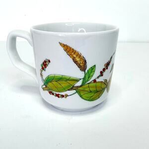 Pillivuyt France Poivre (Pepper) Botanical Coffee Mug Porcelain French Decor